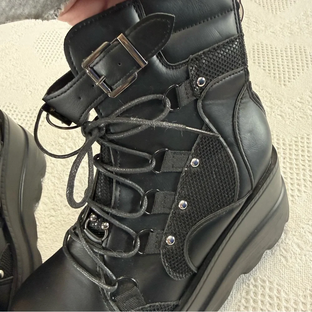 SHEIN Black Chunky Platform Boots (8)